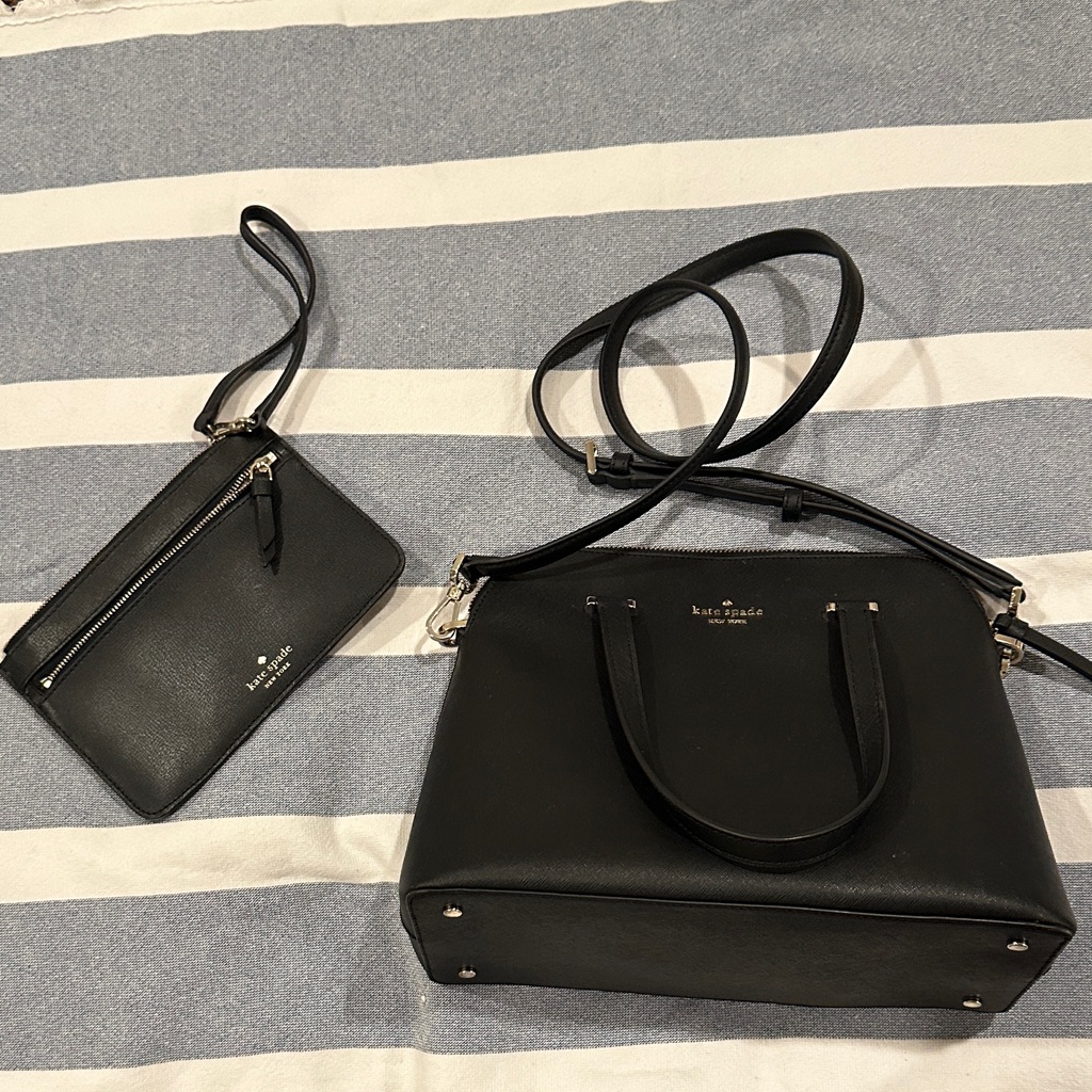 Kate Spade Black Satchel And Wristlet Set
